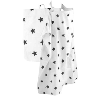 Minene Κάλυμμα - Ποδιά Θηλασμού Stars Black & White με Τσέπη