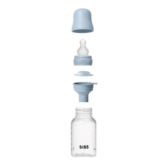 Bibs Πλαστικό Μπιμπερό με Στρογγυλή Θηλή Silicone Aργής ροής 150ml Baby Blue