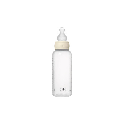 Bibs Πλαστικό Μπιμπερό με Στρογγυλή Θηλή Silicone Mεσαίας ροής 270ml Ivory
