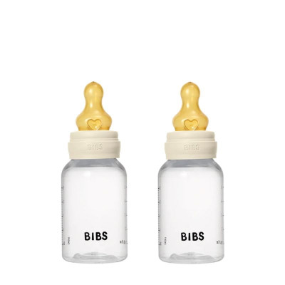 Bibs Σετ Πλαστικά Μπιμπερό με Θηλή Latex Αργής ροής 2τμχ 150ml Ivory