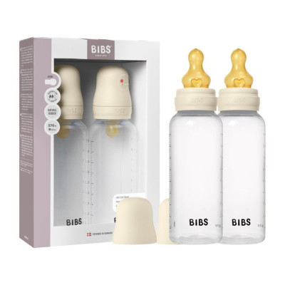 Bibs Σετ Μπιμπερό Grow & Flow με Θηλή Latex 2τμχ 270ml Ivory