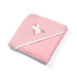 BabyOno Πετσέτα με Κουκούλα Velour Pink Owl100x100cm BN540/03