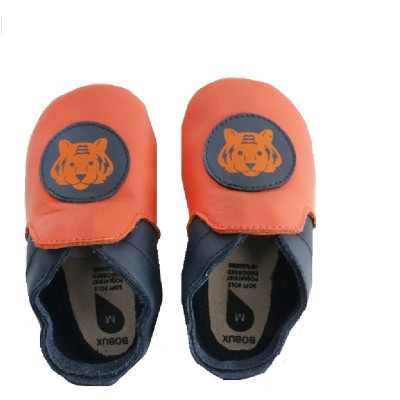 Bobux Soft sole Δερμάτινο Βρεφικό Παπούτσι Navy/Mandarin Tiger Loafer