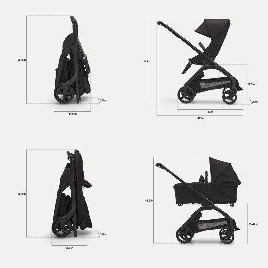 Bugaboo Καρότσι Dragonfly Complete Black/Desert Taupe