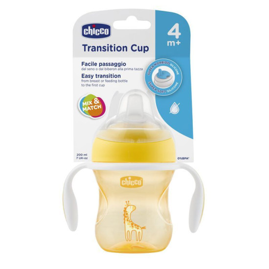 Chicco Transition Cup Εκπαιδευτικό κύπελλο 200ml 4Μ+ Ουδέτερο