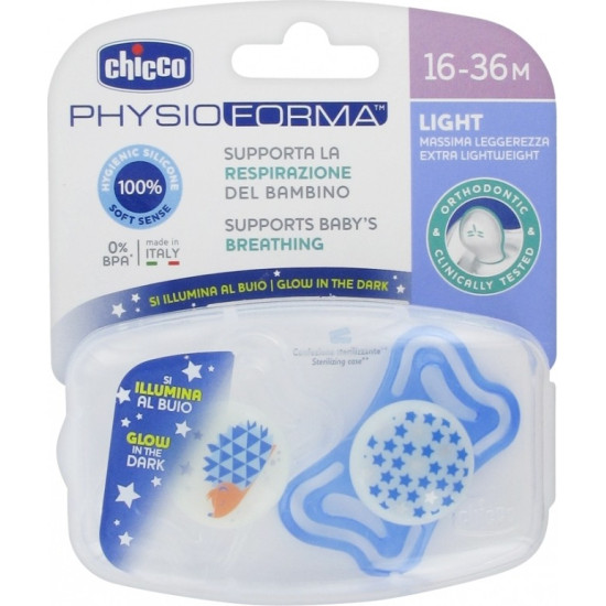 Chicco Πιπίλα PhysioForma Light 16-36 μηνών Νύχτας (2τμχ) Κορίτσι
