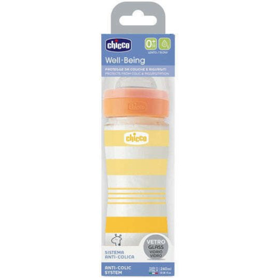 Chicco Γυάλινο Μπιμπερό Well Being Nature Glass 240 ml 0M+ Unisex