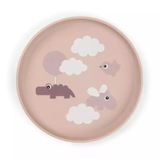Done By Deer Πλαστικό Πιατάκι με Αντιολισθητική Βάση Happy Clouds Powder