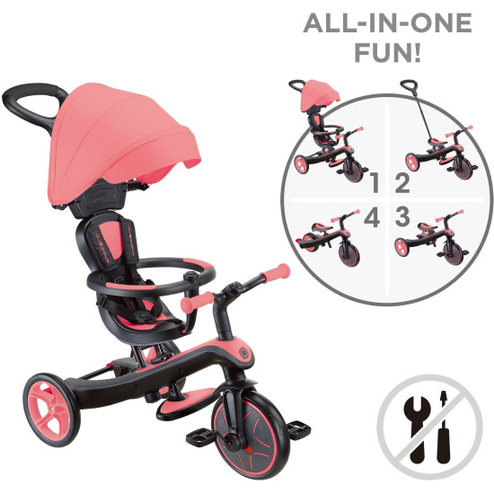 Globber Τρίκυκλο Trike Explorer 4in1 Pink Coral