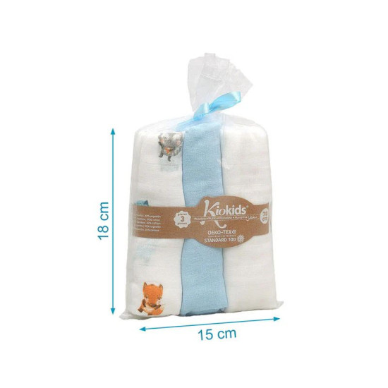 Kiokids Μουσελίνα Bamboo Woodland 70x70εκ. Σετ 3τμχ.