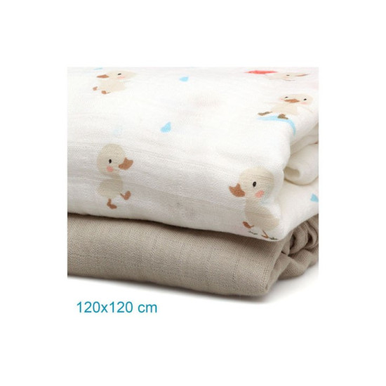 Kiokids Μουσελίνα Bamboo Goose 120x120εκ. Σετ 2τμχ.