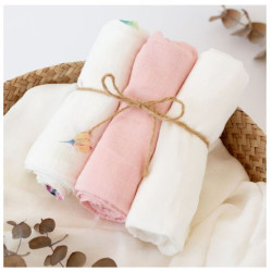 Kiokids Μουσελίνα Bamboo Floral 70x70εκ. Σετ 3τμχ.