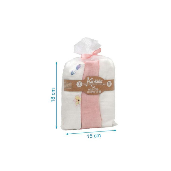 Kiokids Μουσελίνα Bamboo Floral 70x70εκ. Σετ 3τμχ.