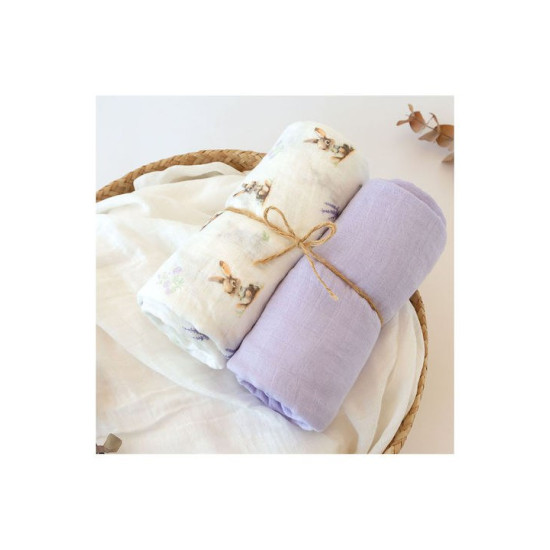 Kiokids Μουσελίνα Bamboo Lavender Bunny 120 x120εκ. Σετ 2τμχ.