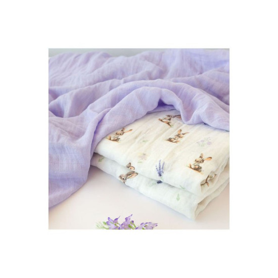Kiokids Μουσελίνα Bamboo Lavender Bunny 120 x120εκ. Σετ 2τμχ.