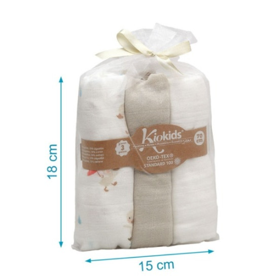 Kiokids Μουσελίνα Bamboo Goose 70x70εκ. Σετ 3τμχ.