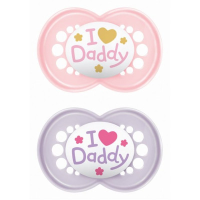 Mam Πιπίλες Original Ι Love Daddy Σιλικόνης 16+ μηνών 2τμχ Girl