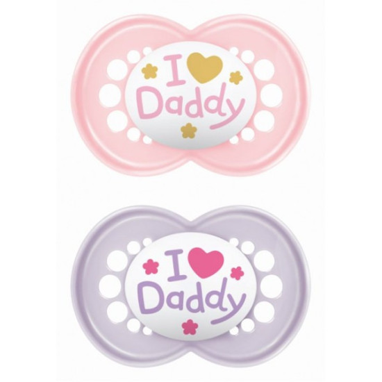 Mam Πιπίλες Original Ι Love Daddy Σιλικόνης 16+ μηνών 2τμχ Girl
