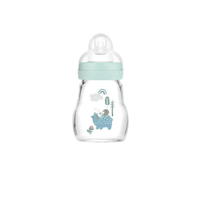 Mam Feel Good Γυάλινο Μπουκάλι 170ml Με Θηλή Μικρής Ροής Boy