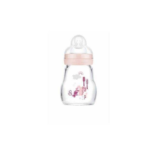 Mam Feel Good Γυάλινο Μπουκάλι 170ml Με Θηλή Μικρής Ροής Girl