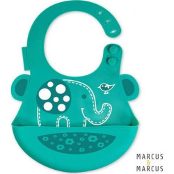 Marcus and Marcus Βρεφική Σαλιάρα Σιλικόνης με Συλλέκτη Τροφών Green MNMBB01-EP