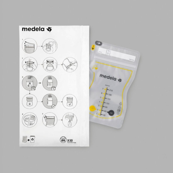 Medela Easy Pour Σακουλάκια Αποθήκευσης Μητρικού Γάλακτος 210ml 25τμχ