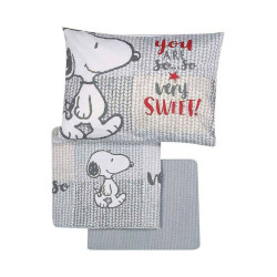 Nef-Nef Σετ Σεντόνια Κούνιας Sweet Snoopy 120x170cm Grey 3τμχ