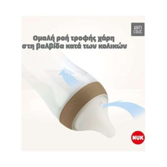 Nuk Γυάλινο Μπιμπερό Perfect Match Temperature Control με Θηλή Σιλικόνης 230ml για 3+ μηνών