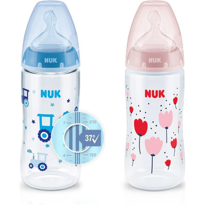 Nuk First Choice Plus Μπιμπερό Πλαστικό PP Με Θηλή Σιλικόνης και Δείκτη Ελέγχου Θερμοκρασίας 300ml 6-18