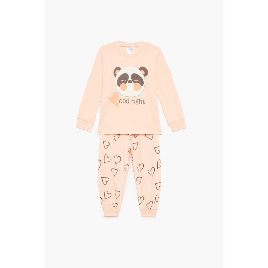 Pretty Baby Βρεφική Πυτζάμα Μακρυμάνικη 100%Βαμβ. Νight Ροδακινί