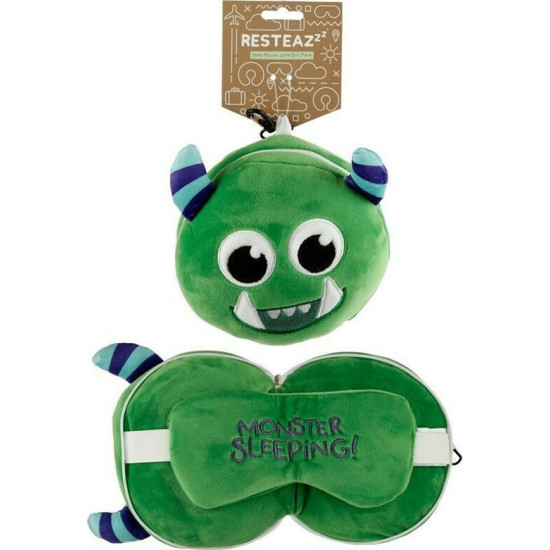 Puckator Μαξιλαράκι Ταξιδίου με Μάσκα Ύπνου Green Monster