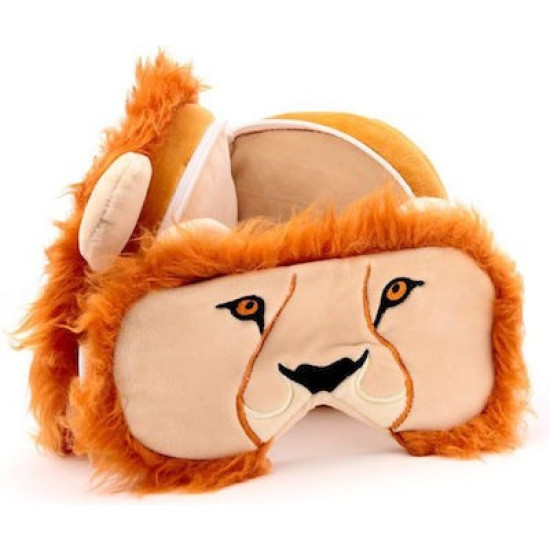 Puckator Μαξιλαράκι Ταξιδίου με Μάσκα Ύπνου Lion
