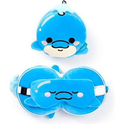 Puckator Μαξιλαράκι Ταξιδίου με Μάσκα Ύπνου Blu The Dolphins