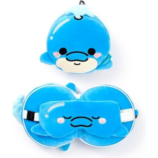 Puckator Μαξιλαράκι Ταξιδίου με Μάσκα Ύπνου Blu The Dolphins