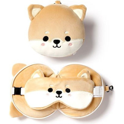Puckator Μαξιλαράκι Ταξιδίου με Μάσκα Ύπνου Shiba Inu Dog
