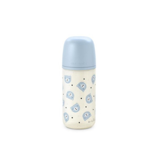 Suavinex Γυάλινο Μπιμπερό με Θηλή Σιλικόνης SX PRO Physiological 240ml Wild Blue 0m+