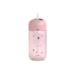 Suavinex Παγούρι Με Καλαμάκι Σιλικόνης για 18m+ Bear Pink 340ml