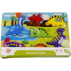 Tooky toys Ξύλινα Σφηνώματα Puzzle Δεινόσαυροι Chunky Puzzle Dinosaurs TKC392