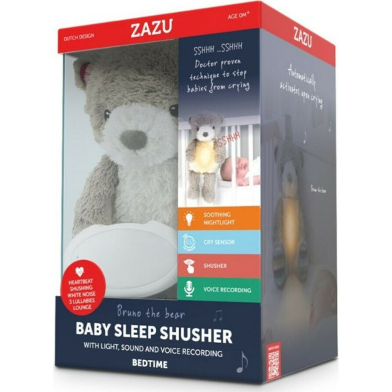 Zazu Bruno Λούτρινο Αρκουδάκι με Νυχτερινό Φως και Λευκούς Ήχους ZA-BRUNO-01