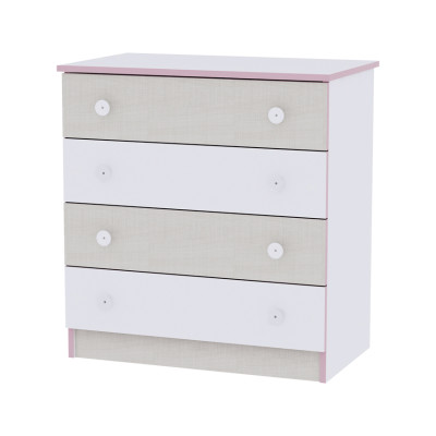 Lorelli Bertoni Βρεφική Συρταριέρα Αλλαξιέρα Dresser New White & Pink Crossline 10170070032A