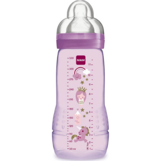 Mam Easy Active Baby Bottle Πλαστικό Μπιμπερό Μεγάλης Ροής με Θηλή Σιλικόνης 330ml 4m+ Μπεζ