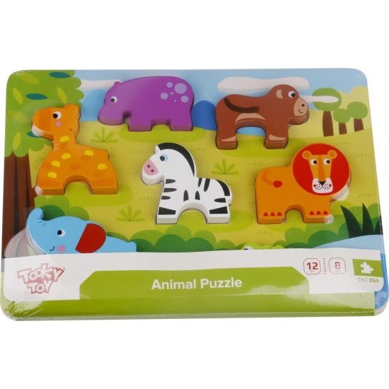 Tooky toys Ξύλινα Σφηνώματα Puzzle Ζώα της Ζούγκλας Chunky Puzzle Animals TKC394