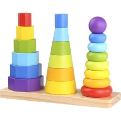 Tooky Toys Ξύλινοι Πύργοι Στοίβαξης με Γεωμετρικά Σχήματα