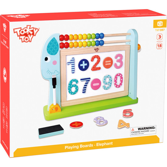 Tooky Toys Παιδικός Ξύλινος Μαυροπίνακας Διπλής Όψεως με Αριθμητική Elephant TKF087