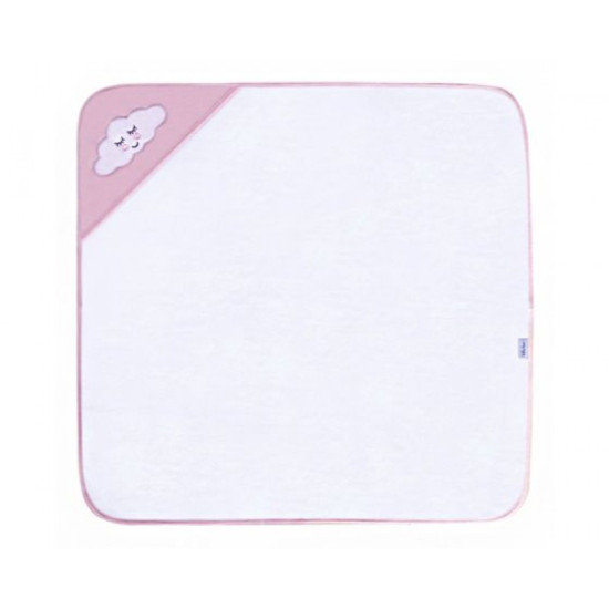 Kikka Boo Hooded Towel Παιδική Πετσέτα Μπάνιου με Κουκούλα 80x80cm Sleepy Cloud Pink 31104010020