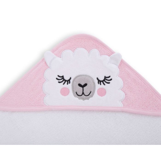 Kikka Boo Hooded Towel Παιδική Πετσέτα Μπάνιου με Κουκούλα 80x80cm Sleepy Lama Pink 31104010023