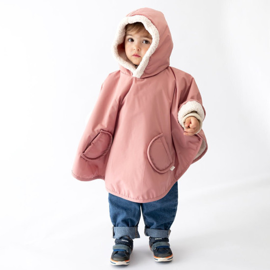 Bemini Αδιάβροχο Poncho με ζεστή Επένδυση Pink 9-36M