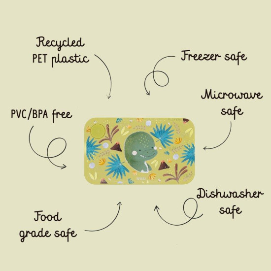 Sassi Δοχείο Φαγητού Rpet Lunch Box 1200ml Cracky the Dinosaur