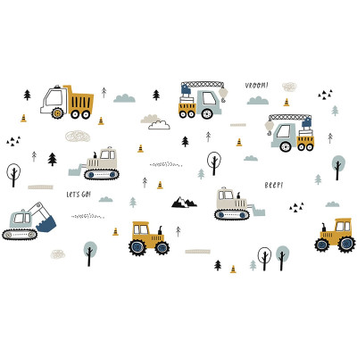 Sipo Αυτοκόλλητα Τοίχου Tractors Excavator