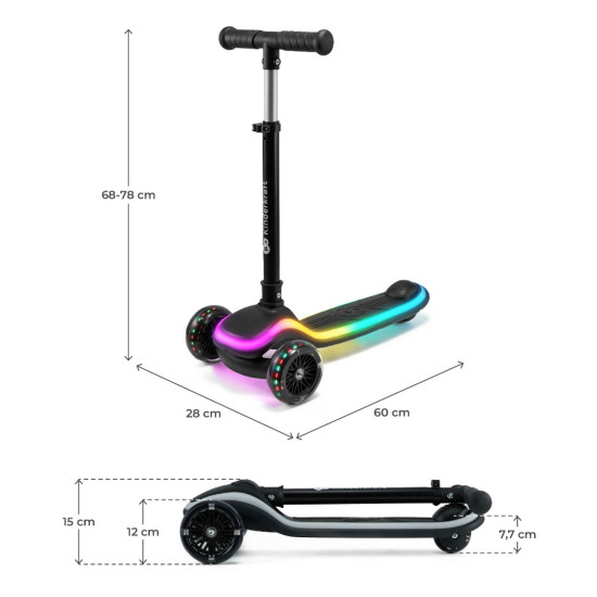 Kinderkraft Raket Πατίνι Τρίτροχο με LED Black